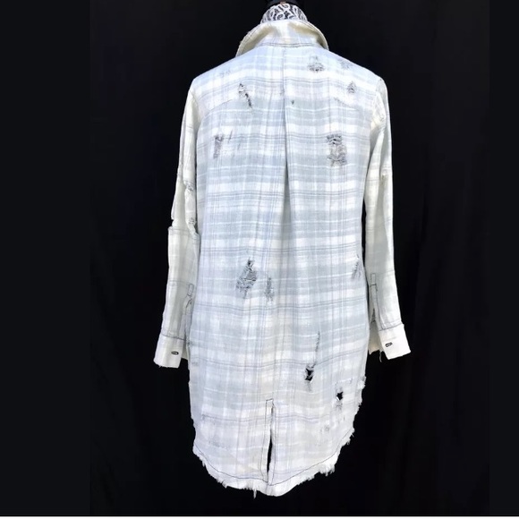 Unravel Destroyed Plaid Distressed Long Shirt Sz S - Picture 2 of 6